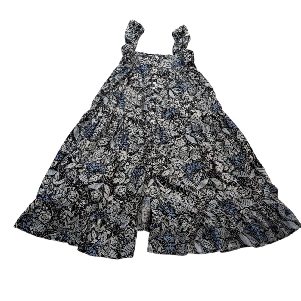 Summersalt Tiered‎ Ruffle Midi Dress Women's Medium Gray Floral Pockets Smocked